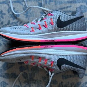 Nike Zoom Gray, Orange, and Pink Athletic Shoes with Mesh Upper